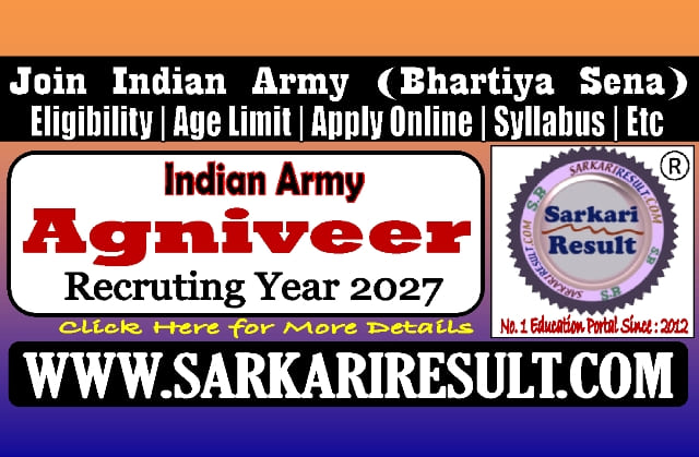 Sarkari Result Army Rally Recruitment Online Form 2026