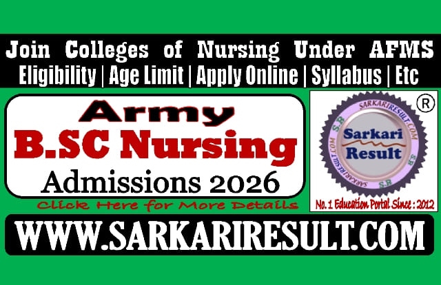 Sarkari Result Army B.Sc Nursing Online Form 2026