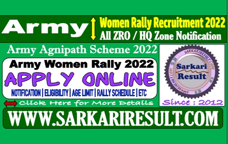Sarkari Result Indian Army Agniveer Women Rally Recruitment 2022
