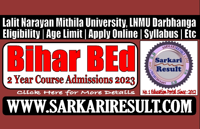 Sarkari Result Bihar BEd Admission 2023 Online Form