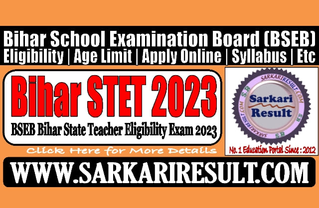 Sarkari Result BSEB STET Exam 2023