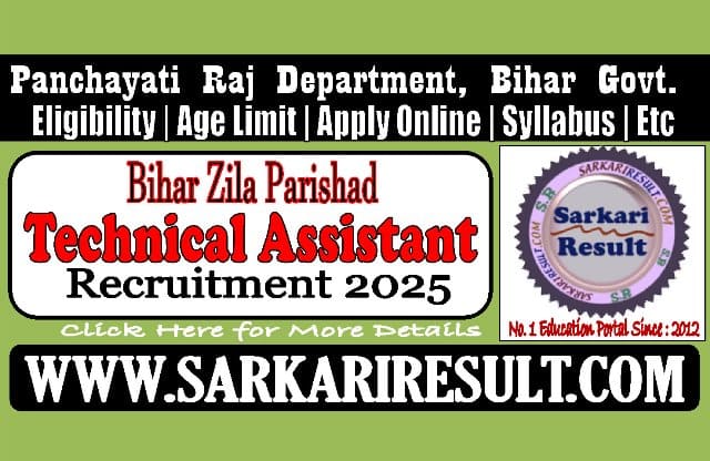 Sarkari Result Bihar Panchayati Raj Technical Assistant Recruitment 2025