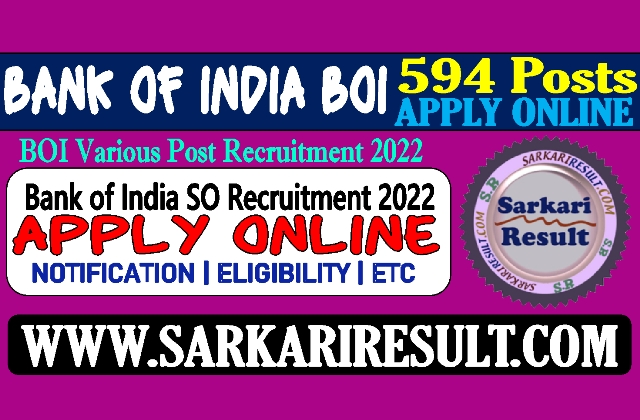 Sarkari Result Bank of India SO Recruitment 2022