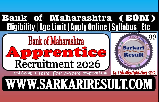 Sarkari Result Bank of Maharahstra Apprentices Online Form 2026