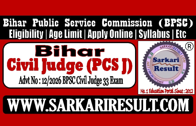 Sarkari Result Bihar BPSC Civil Judge Recruitment 2026