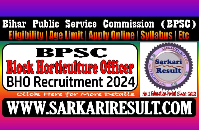 Sarkari Result BPSC BHO Online Form 2024