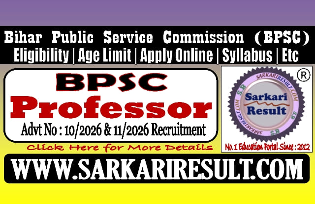 Bihar BPSC Professor Online Form 2026 for 13 Post