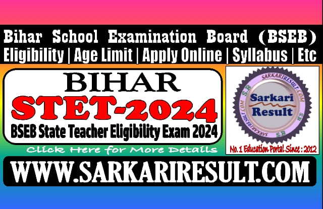 Sarkari Result BSEB STET Exam 2024