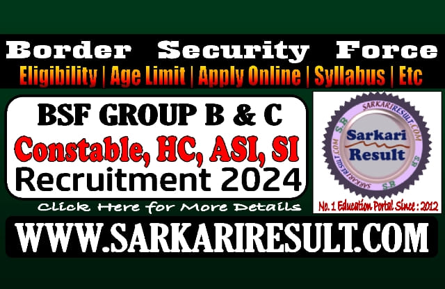 Sarkari Result BSF Group B and C Recruitment 2024