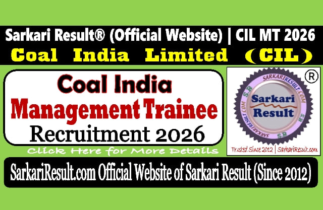 Sarkari Result Coal India Management Trainee MT Online Form 2026