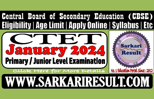 Sarkari Result CTET 2024 Online Form
