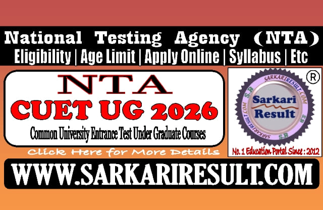 Sarkari Result NTA CUET UG Online Form 2026