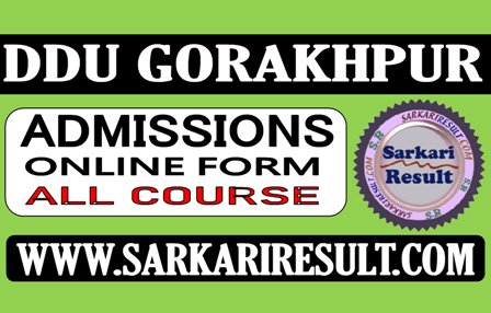 DDU Gorakhpur Admission Apply Online Form 2021