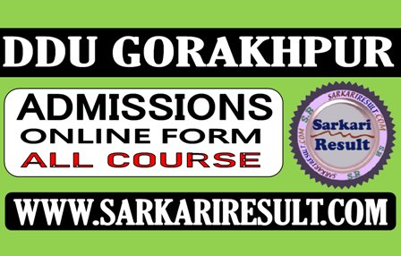 DDU Gorakhpur Admission Apply Online Form 2021