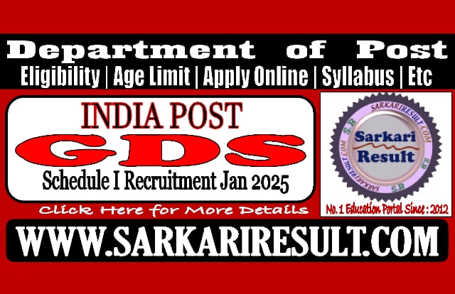 Sarkari Result India Post GDS Online Form 2025