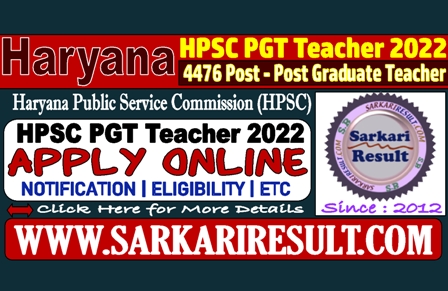 Sarkari Result HPSC PGT Recruitment 2022