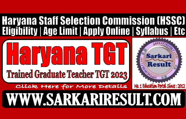 Sarkari Result HSSC TGT Recruitment 2023