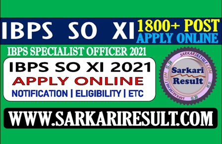 Sarkari Result IBPS SO XI Online Form 2021