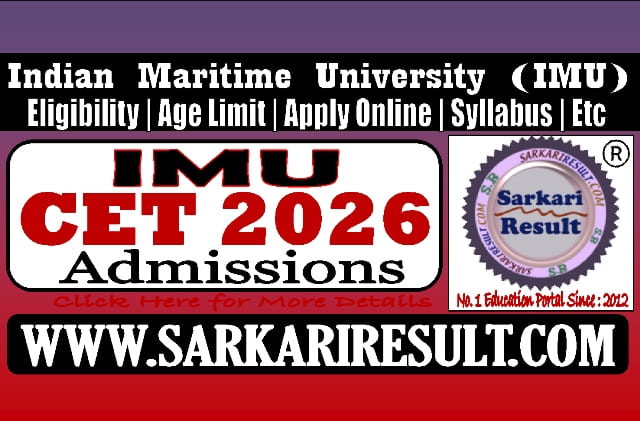 Sarkari Result IMU CET Online Form 2026