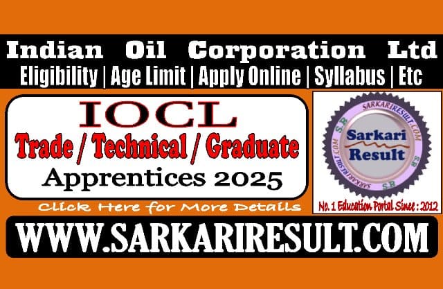 Sarkari Result IOCL Apprentices Online Form 2025
