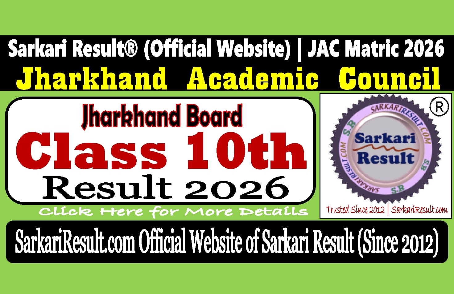 Sarkari Result JAC 10th Result 2026