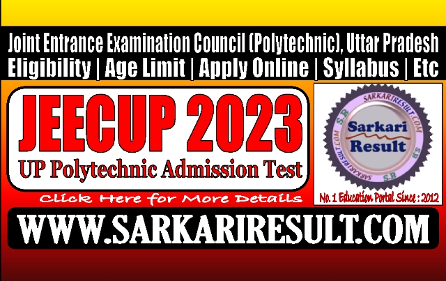 Sarkari Result JEECUP Admission 2023 Online Form