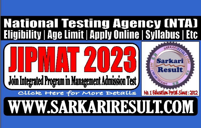 Sarkari Result JIPMAT 2023 Admission Online Form