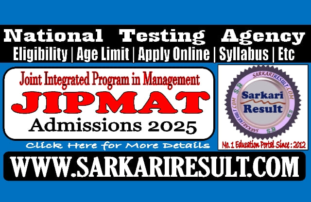 Sarkari Result JIPMAT 2025 Online Form