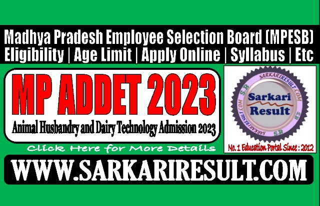 Sarkari Result MPESB MP ADDET Online Form 2023