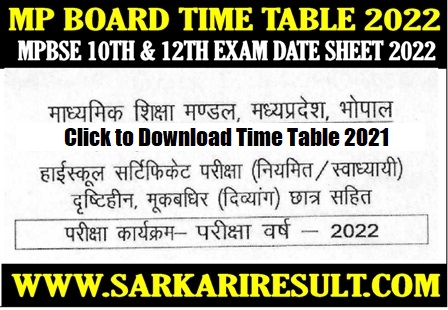 Sarkari Result MP Board Time Table 2022