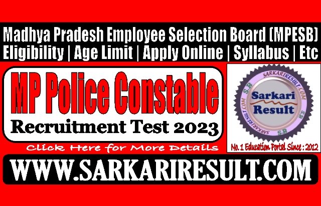 Sarkari Result MPESB MP Police Constable Online Form 2023