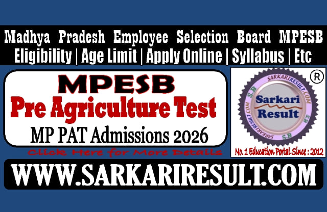 Sarkari Result ESB MP PAT Online Form 2026