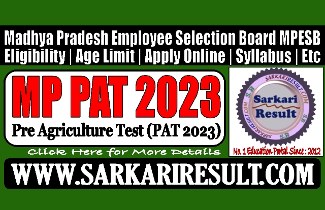 Sarkari Result MPESB MP PAT Online Form 2023