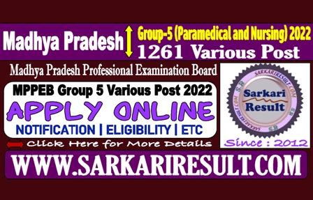 Sarkari Result MPPEB Various Group 5 Post Online Form 2022