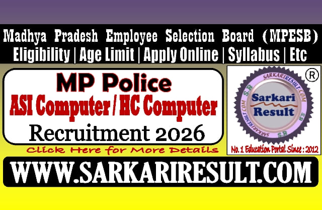 MPESB ASI / HC Computers Recruitment 2026