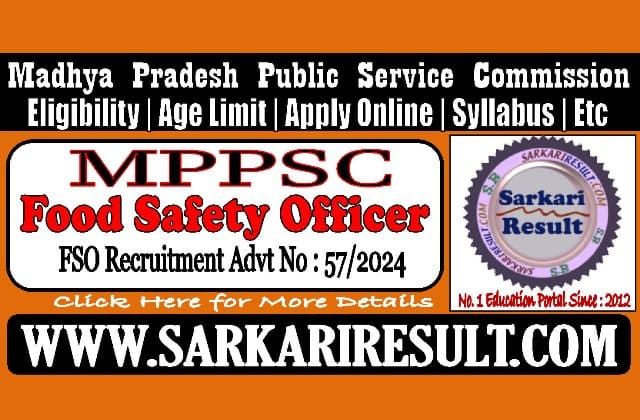Sarkari Result MPPSC Food Safety Officer FSO 2025 Recruitment