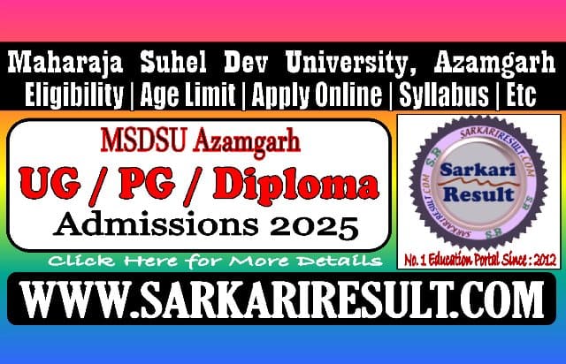 Sarkari Result MSDSU Azamgarh Admissions Online Form 2025