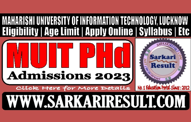 Sarkari Result Maharishi University PHd Admissions 2023 Online Form