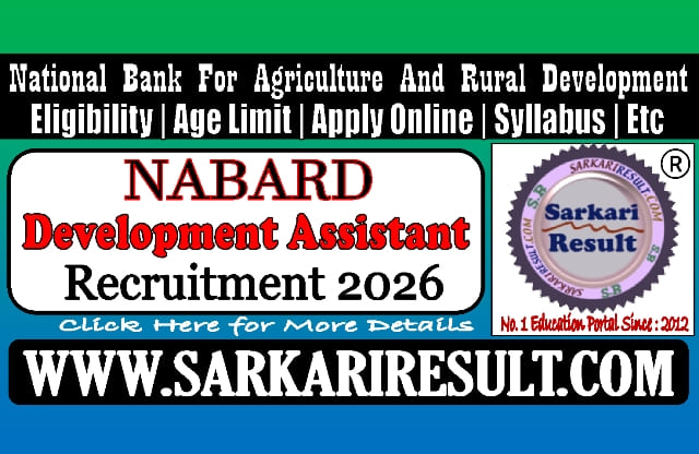 Sarkari Result NABARD Development Assistant Online Form 2026