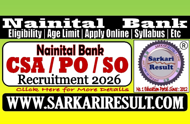 Sarkari Result Nainital Bank Clerk PO SO Recruitment 2025