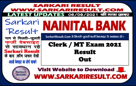 Sarkari Result Nainital Bank Clerk Result 2021
