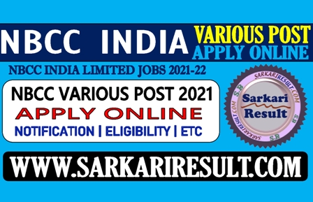 Sarkari Result NBCC India Online Form 2021