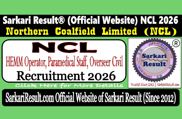 Sarkari Result NCL CIL Recruitment 2026