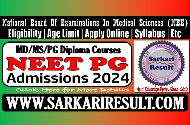 Sarkari Result NEET PG Online Form 2024