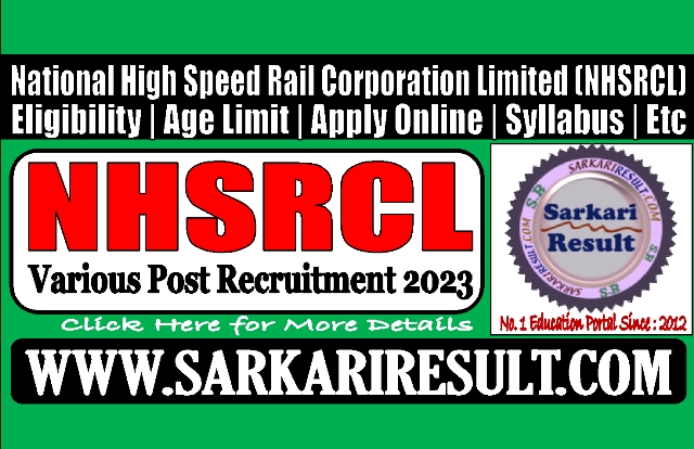 Sarkari Result NHSRCL Various Post Recruitment Online Form 2023