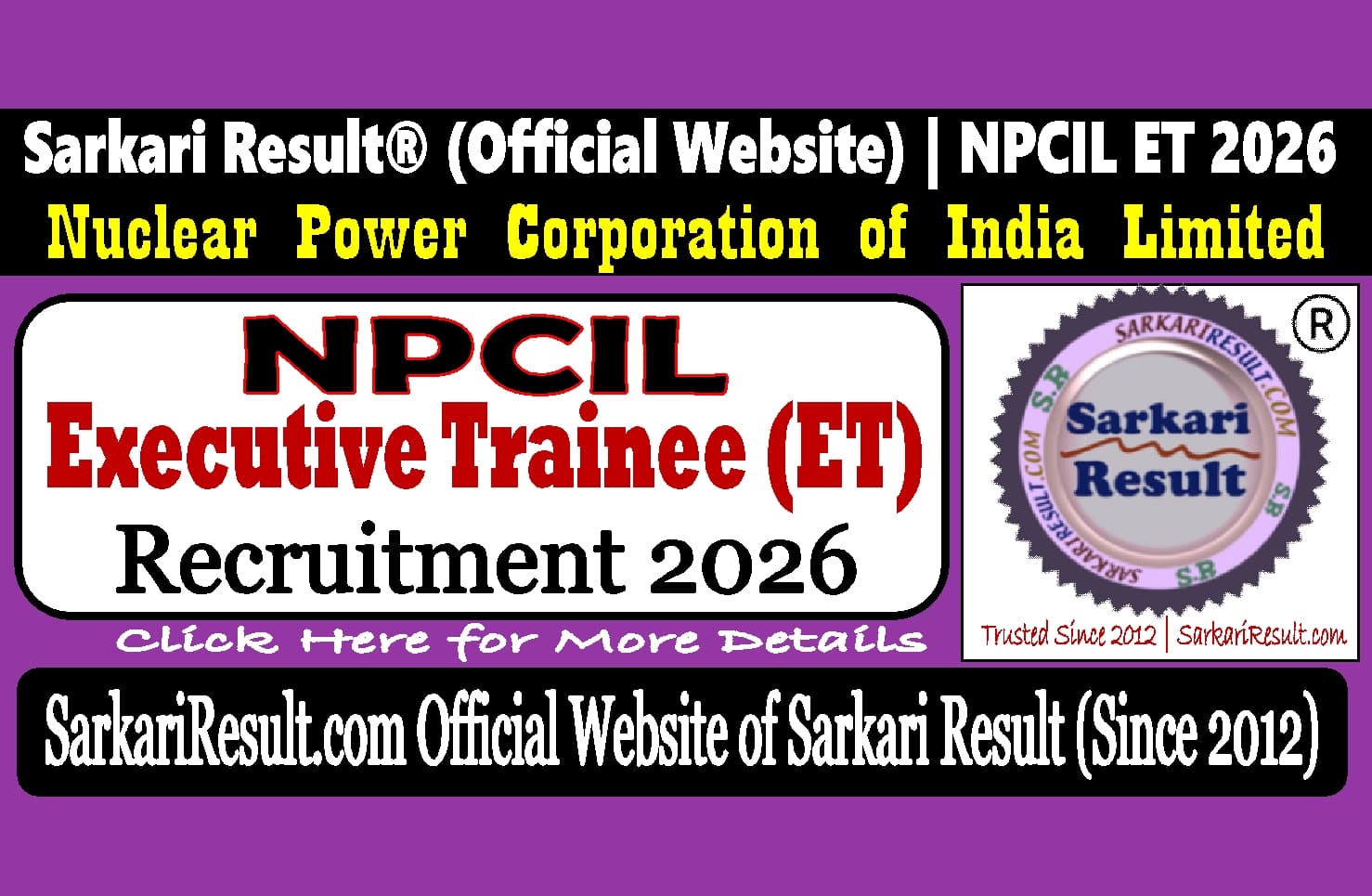 Sarkari Result NPCIL ET Recruitment 2026