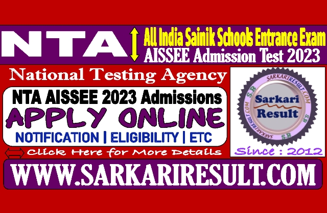 Sarkari Result NTA AISSEE 2023 Online Form