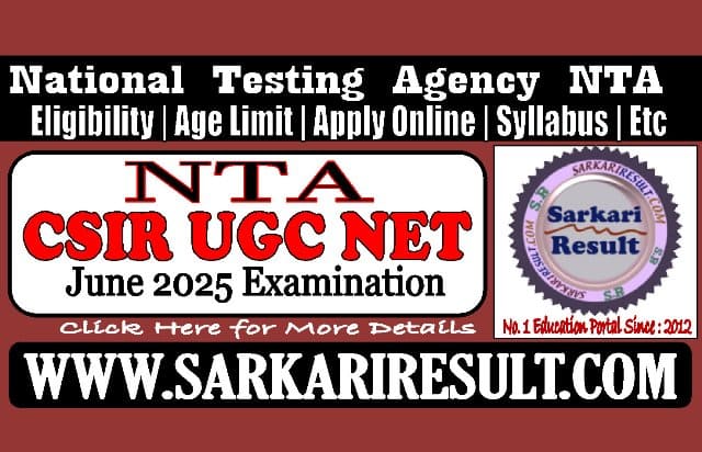 Sarkari Result NTA CSIR UGC NET 2025 Online Form