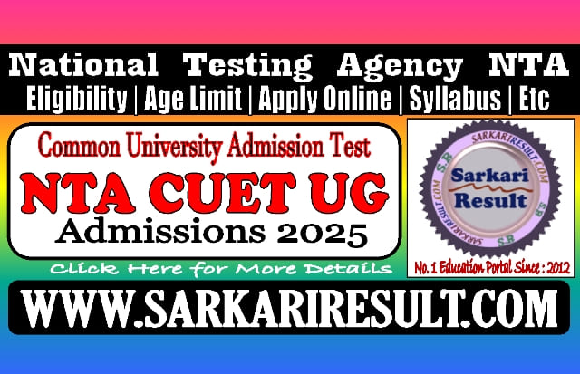 Sarkari Result CUET UG 2025 Online Form