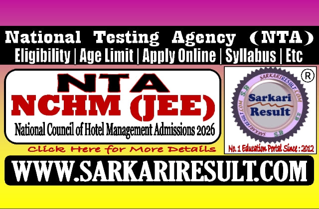 Sarkari Result NTA NCHMJEE Admissions 2026